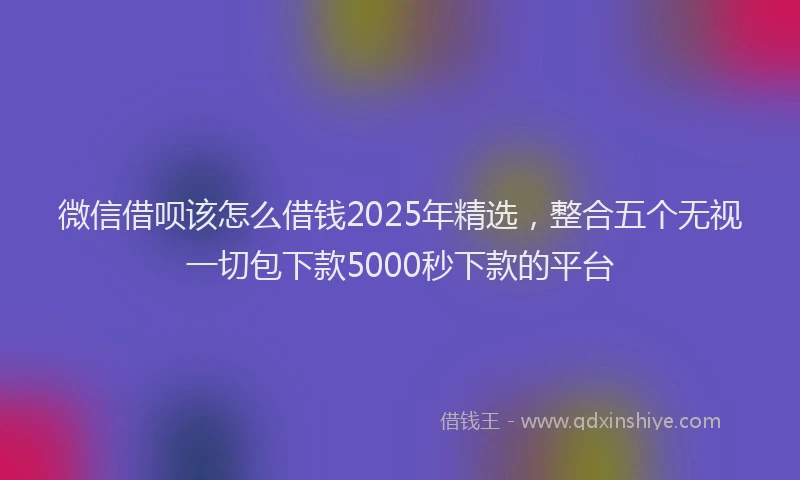 微信借呗该怎么借钱2025年精选，整合五个无视一切包下款5000秒下款的平台