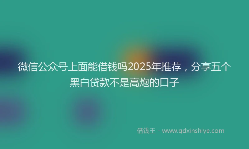 微信公众号上面能借钱吗2025年推荐，分享五个黑白贷款不是高炮的口子