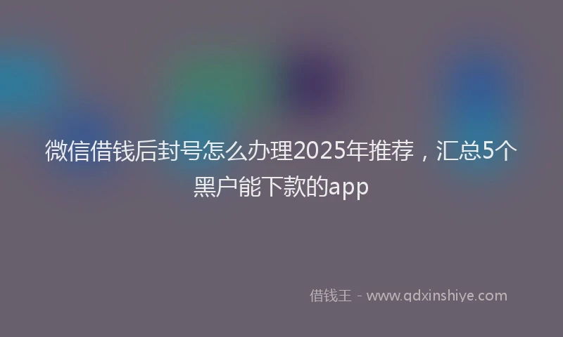 微信借钱后封号怎么办理2025年推荐，汇总5个黑户能下款的app