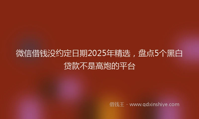 微信借钱没约定日期2025年精选，盘点5个黑白贷款不是高炮的平台