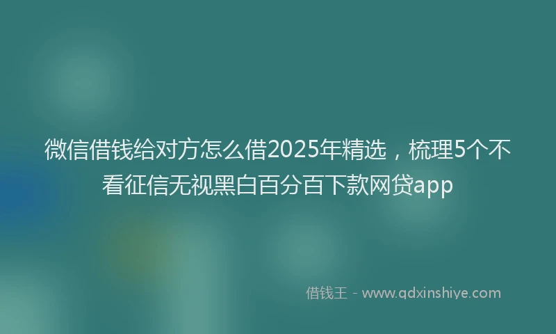 微信借钱给对方怎么借2025年精选，梳理5个不看征信无视黑白百分百下款网贷app