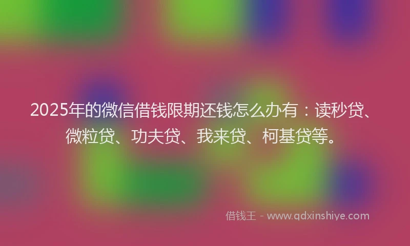 2025年的微信借钱限期还钱怎么办有：读秒贷、微粒贷、功夫贷、我来贷、柯基贷等。