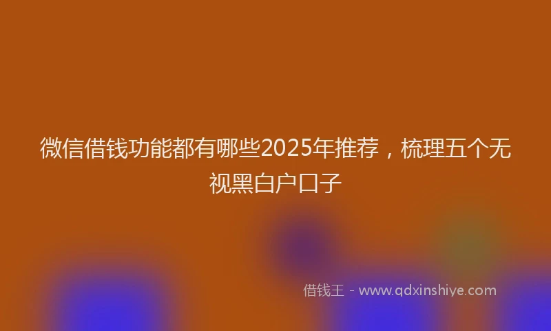 微信借钱功能都有哪些2025年推荐，梳理五个无视黑白户口子