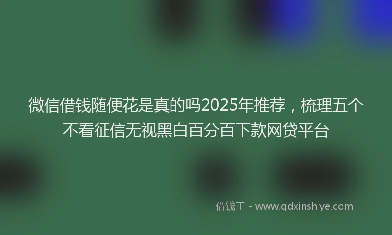 微信借钱随便花是真的吗2025年推荐，梳理五个不看征信无视黑白百分百下款网贷平台