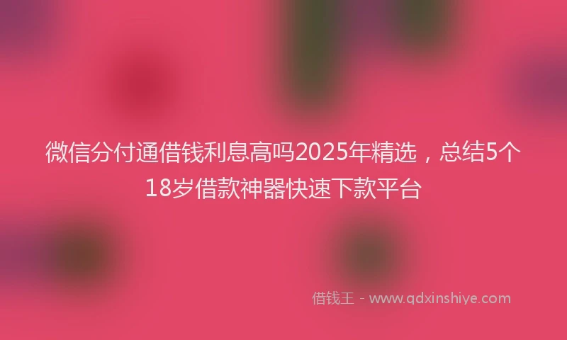 微信分付通借钱利息高吗2025年精选，总结5个18岁借款神器快速下款平台