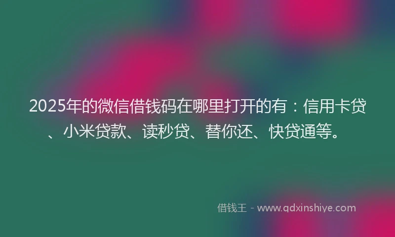 2025年的微信借钱码在哪里打开的有：信用卡贷、小米贷款、读秒贷、替你还、快贷通等。