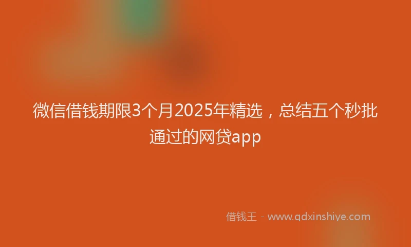 微信借钱期限3个月2025年精选，总结五个秒批通过的网贷app