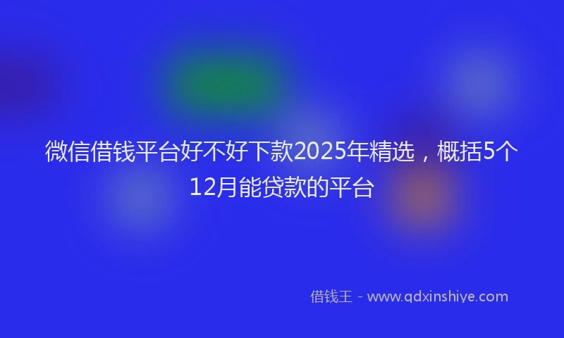 微信借钱平台好不好下款2025年精选，概括5个12月能贷款的平台