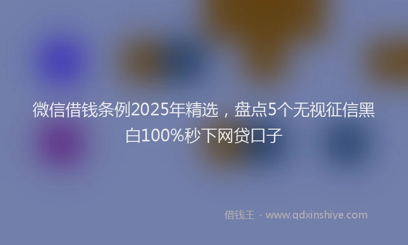 微信借钱条例2025年精选，盘点5个无视征信黑白100%秒下网贷口子