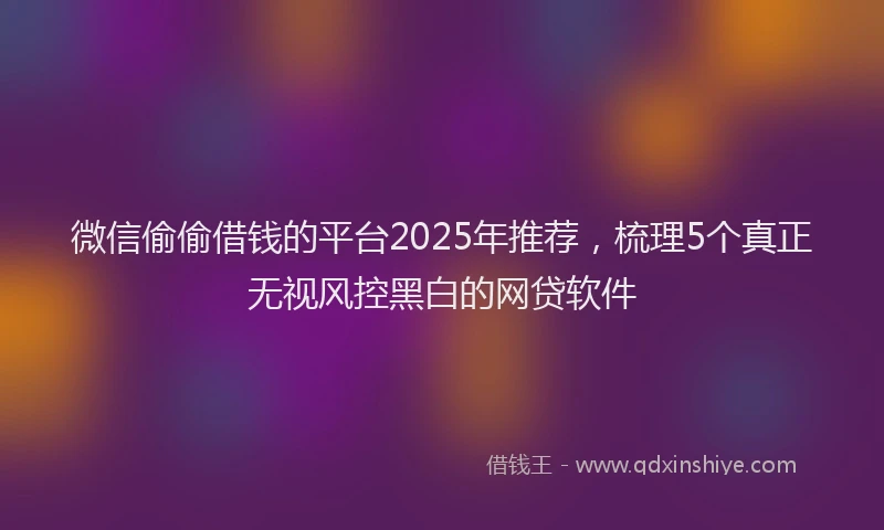 微信偷偷借钱的平台2025年推荐，梳理5个真正无视风控黑白的网贷软件