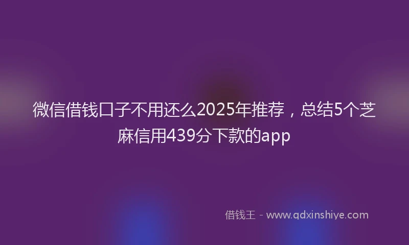 微信借钱口子不用还么2025年推荐，总结5个芝麻信用439分下款的app