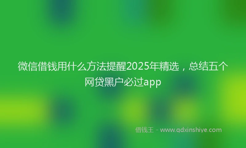 微信借钱用什么方法提醒2025年精选，总结五个网贷黑户必过app