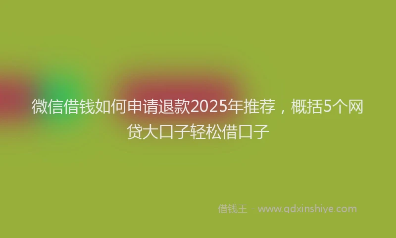 微信借钱如何申请退款2025年推荐，概括5个网贷大口子轻松借口子
