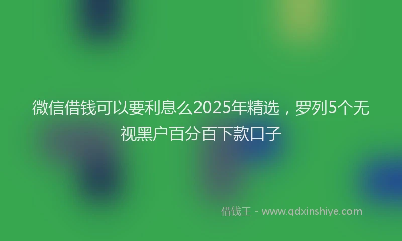 微信借钱可以要利息么2025年精选，罗列5个无视黑户百分百下款口子