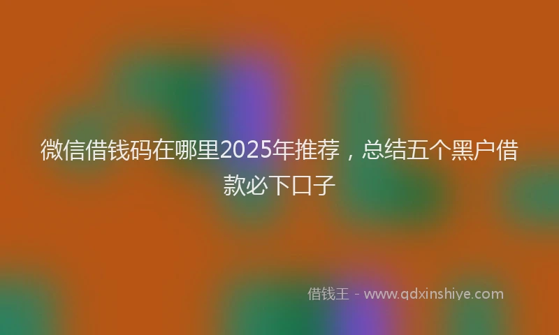 微信借钱码在哪里2025年推荐，总结五个黑户借款必下口子