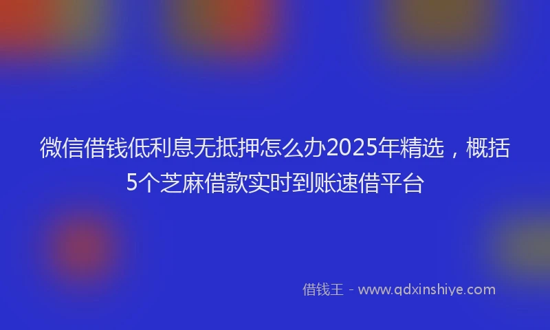 微信借钱低利息无抵押怎么办2025年精选，概括5个芝麻借款实时到账速借平台