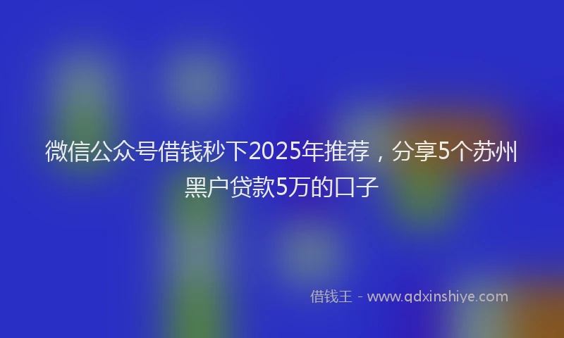 微信公众号借钱秒下2025年推荐，分享5个苏州黑户贷款5万的口子