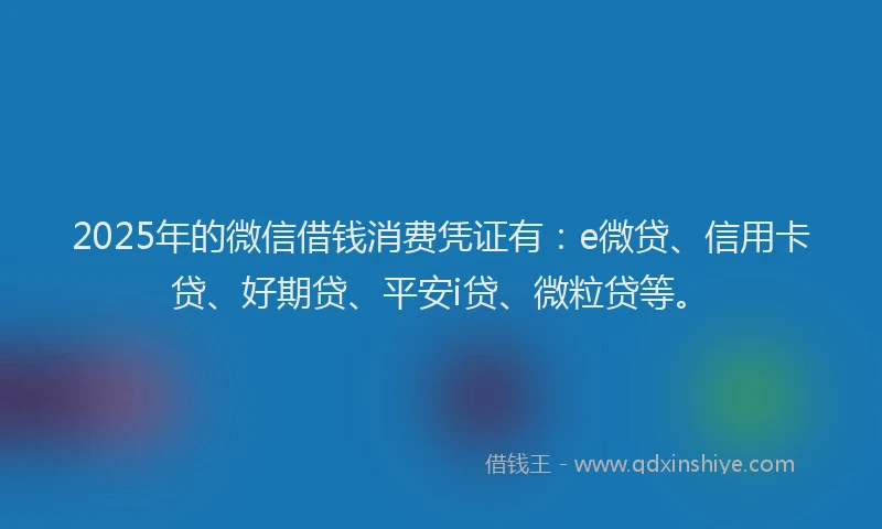 2025年的微信借钱消费凭证有：e微贷、信用卡贷、好期贷、平安i贷、微粒贷等。
