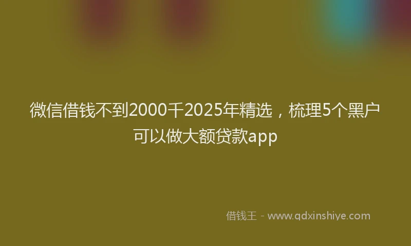 微信借钱不到2000千2025年精选，梳理5个黑户可以做大额贷款app