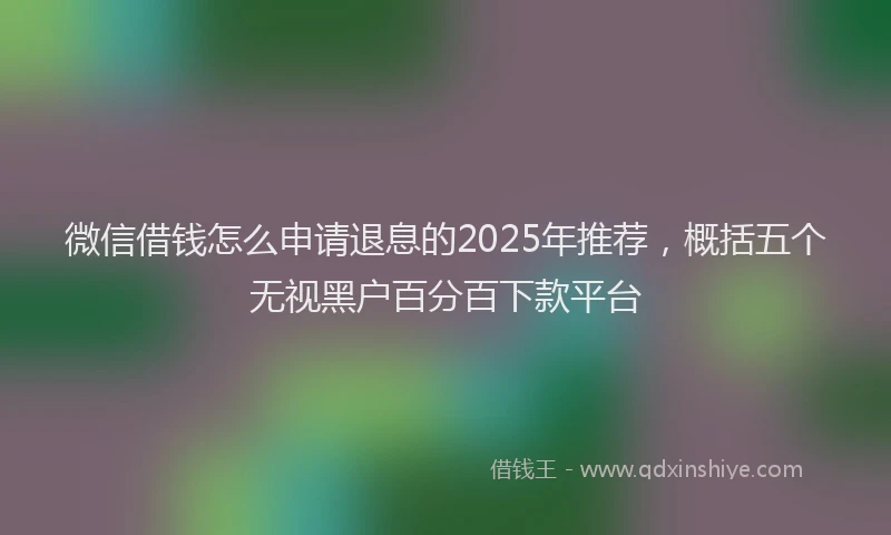 微信借钱怎么申请退息的2025年推荐，概括五个无视黑户百分百下款平台