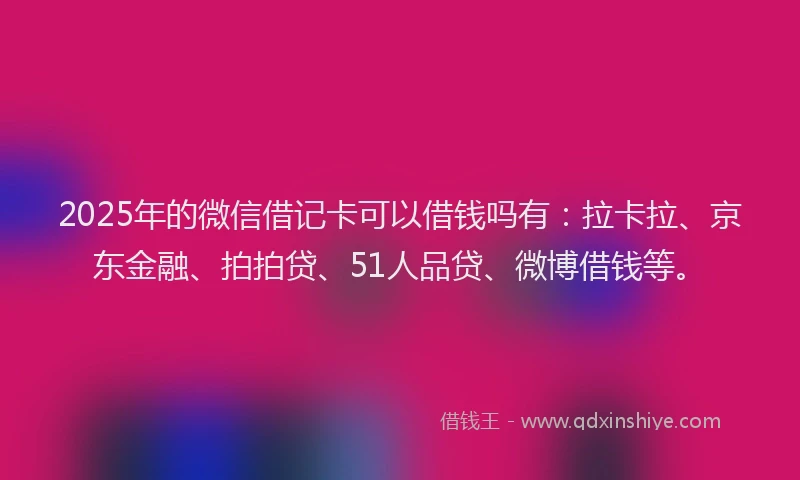 2025年的微信借记卡可以借钱吗有：拉卡拉、京东金融、拍拍贷、51人品贷、微博借钱等。