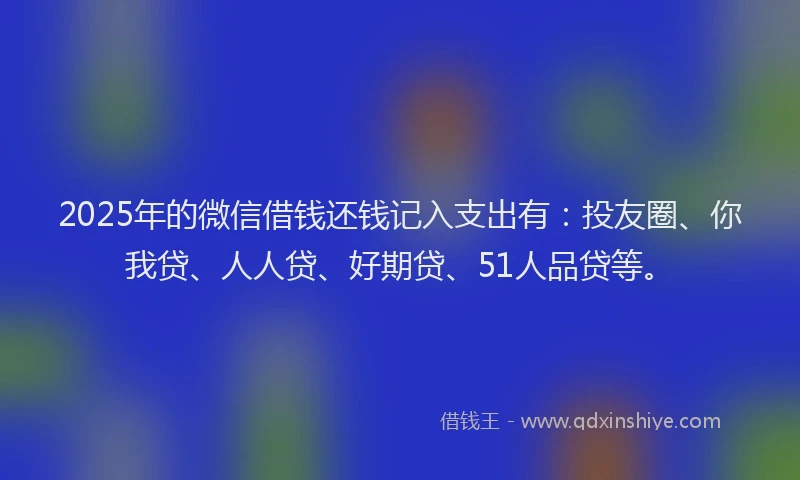 2025年的微信借钱还钱记入支出有：投友圈、你我贷、人人贷、好期贷、51人品贷等。