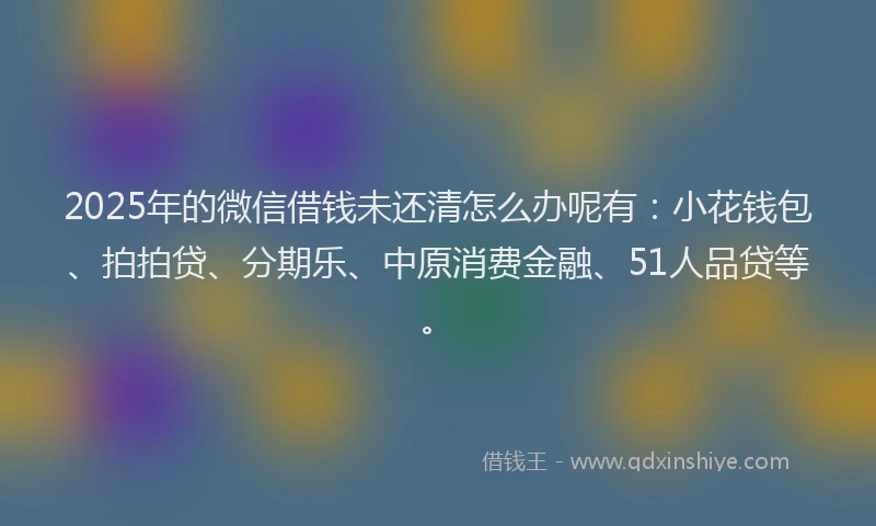 2025年的微信借钱未还清怎么办呢有：小花钱包、拍拍贷、分期乐、中原消费金融、51人品贷等。
