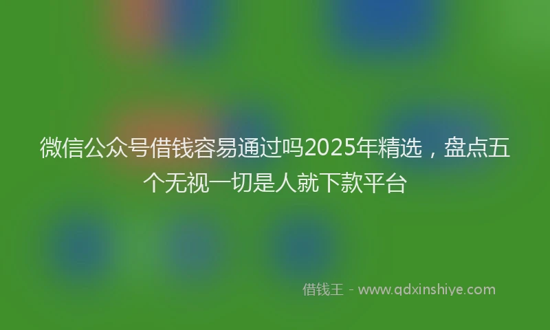 微信公众号借钱容易通过吗2025年精选，盘点五个无视一切是人就下款平台