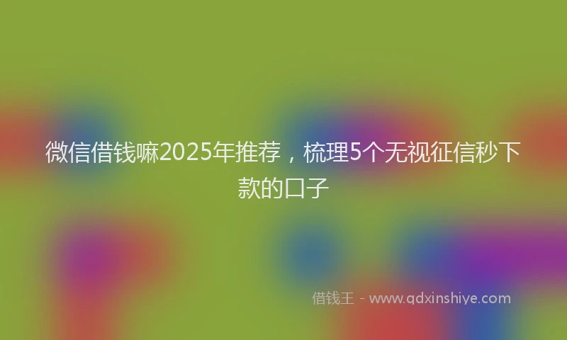 微信借钱嘛2025年推荐，梳理5个无视征信秒下款的口子