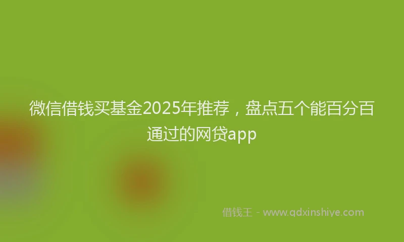 微信借钱买基金2025年推荐，盘点五个能百分百通过的网贷app