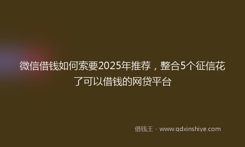 微信借钱如何索要2025年推荐，整合5个征信花了可以借钱的网贷平台