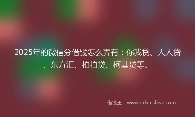 2025年的微信分借钱怎么弄有：你我贷、人人贷、东方汇、拍拍贷、柯基贷等。