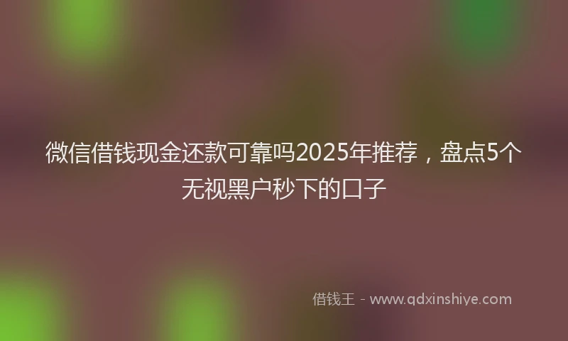 微信借钱现金还款可靠吗2025年推荐，盘点5个无视黑户秒下的口子