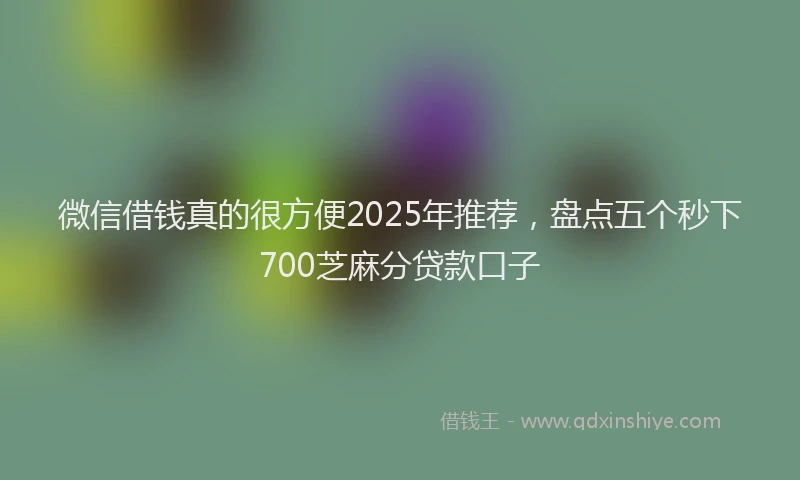 微信借钱真的很方便2025年推荐，盘点五个秒下700芝麻分贷款口子