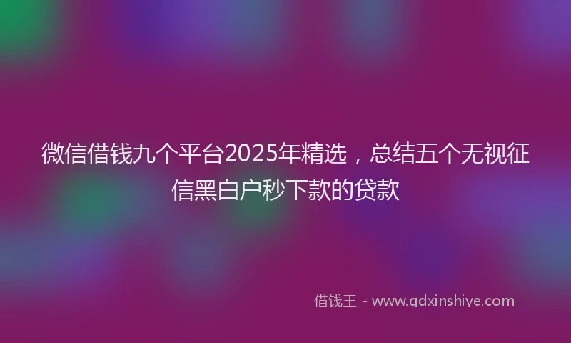 微信借钱九个平台2025年精选，总结五个无视征信黑白户秒下款的贷款