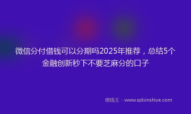 微信分付借钱可以分期吗2025年推荐，总结5个金融创新秒下不要芝麻分的口子