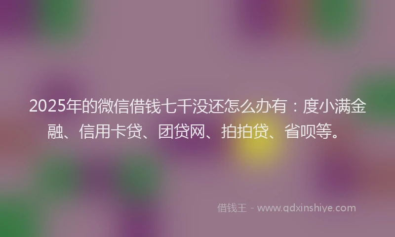 2025年的微信借钱七千没还怎么办有：度小满金融、信用卡贷、团贷网、拍拍贷、省呗等。