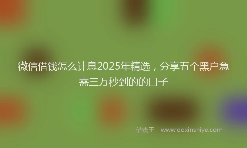 微信借钱怎么计息2025年精选，分享五个黑户急需三万秒到的的口子