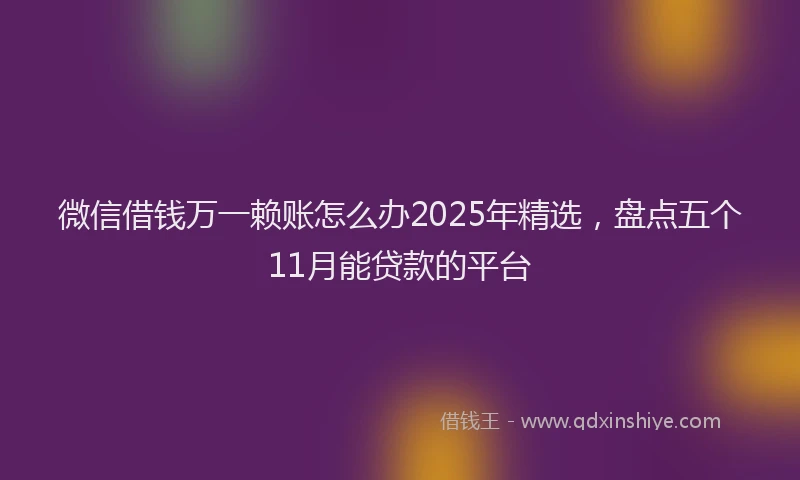 微信借钱万一赖账怎么办2025年精选，盘点五个11月能贷款的平台