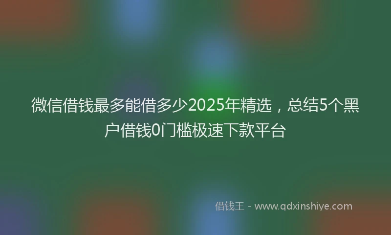 微信借钱最多能借多少2025年精选，总结5个黑户借钱0门槛极速下款平台
