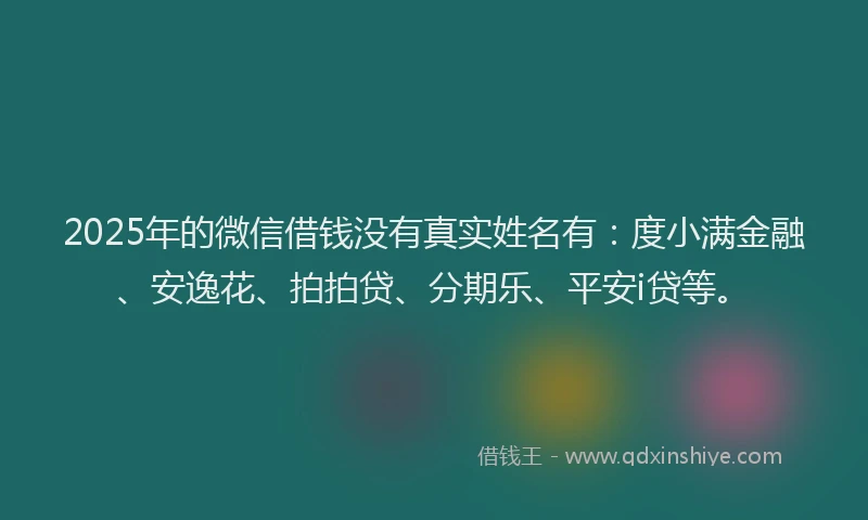 2025年的微信借钱没有真实姓名有：度小满金融、安逸花、拍拍贷、分期乐、平安i贷等。