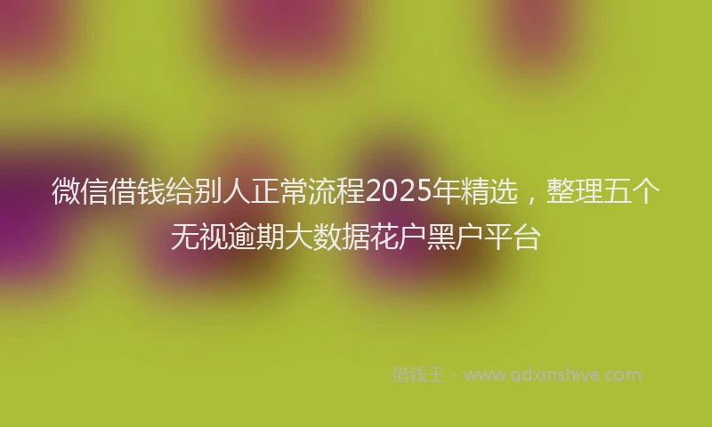 微信借钱给别人正常流程2025年精选，整理五个无视逾期大数据花户黑户平台