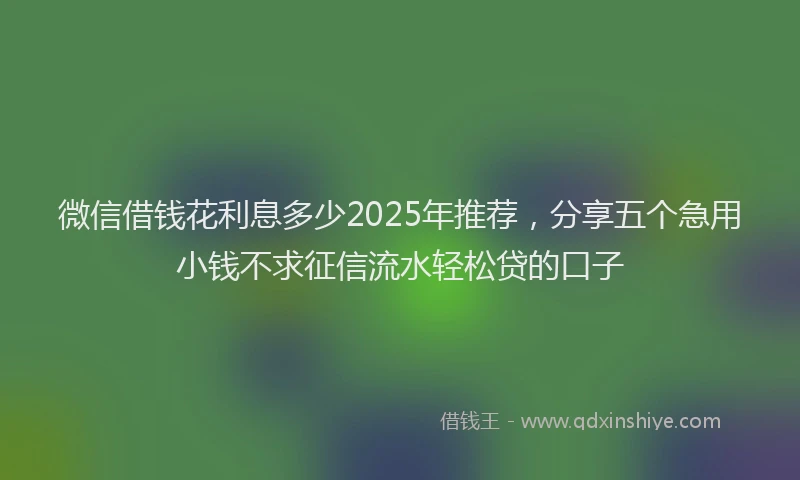 微信借钱花利息多少2025年推荐，分享五个急用小钱不求征信流水轻松贷的口子