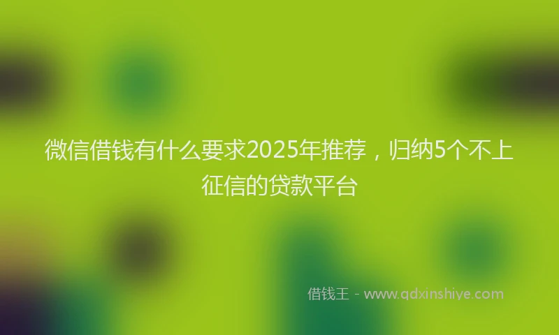 微信借钱有什么要求2025年推荐，归纳5个不上征信的贷款平台