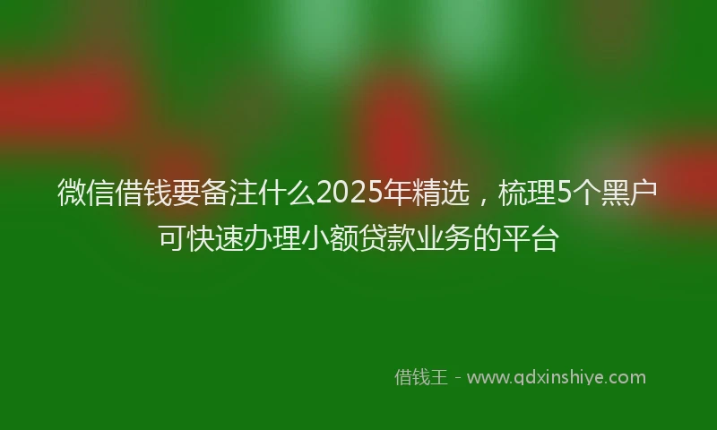 微信借钱要备注什么2025年精选，梳理5个黑户可快速办理小额贷款业务的平台