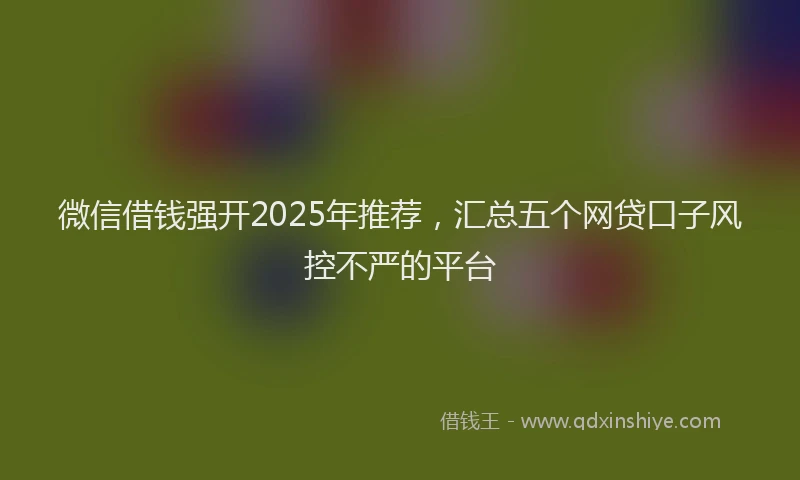 微信借钱强开2025年推荐，汇总五个网贷口子风控不严的平台