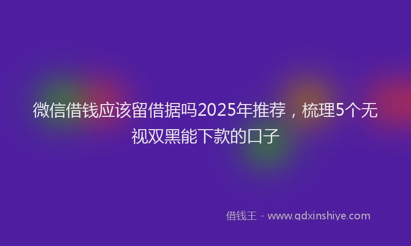 微信借钱应该留借据吗2025年推荐，梳理5个无视双黑能下款的口子