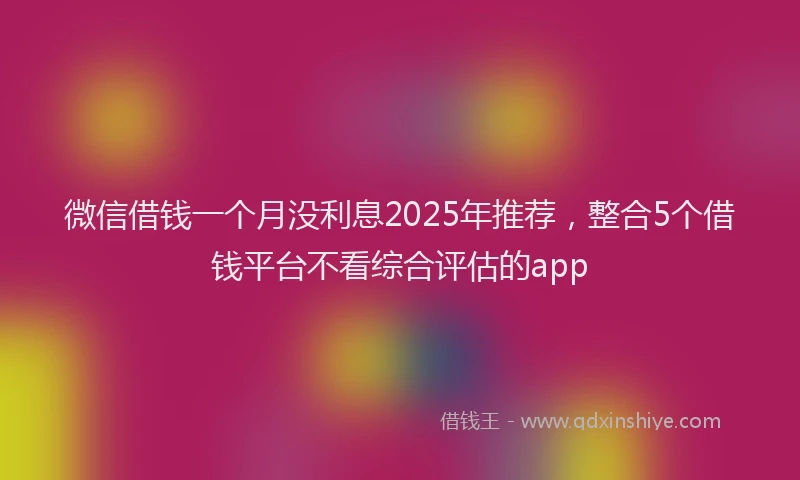 微信借钱一个月没利息2025年推荐，整合5个借钱平台不看综合评估的app