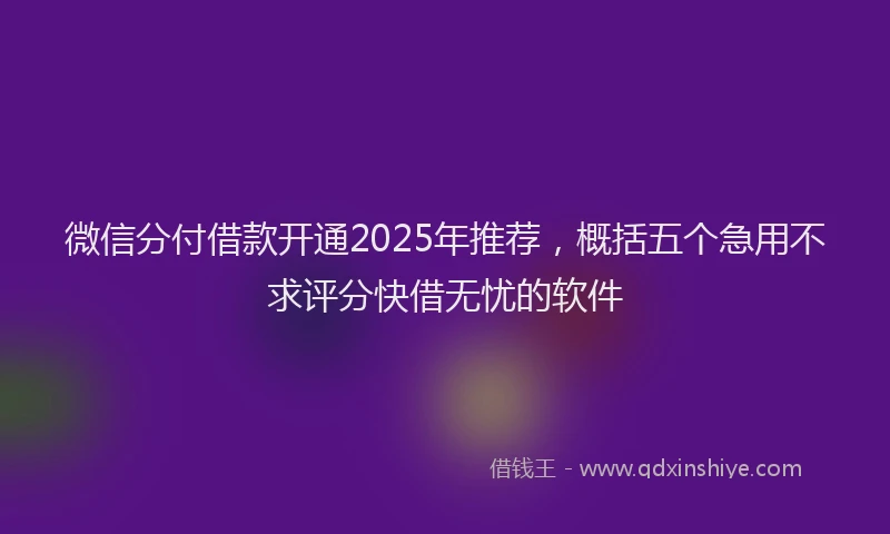 微信分付借款开通2025年推荐，概括五个急用不求评分快借无忧的软件