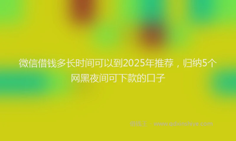 微信借钱多长时间可以到2025年推荐，归纳5个网黑夜间可下款的口子